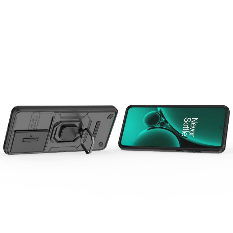 For OnePlus Nord CE3 5G Sliding Camshield TPU + PC Shockproof Phone Case with Holder(Black) - OnePlus Cases by PMC TechLife | Online Shopping South Africa | PMC TechLife