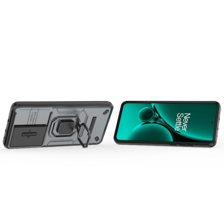 For OnePlus Nord CE3 5G Sliding Camshield TPU + PC Shockproof Phone Case with Holder(Grey) - OnePlus Cases by PMC TechLife | Online Shopping South Africa | PMC TechLife | Buy Now Pay Later Mobicred