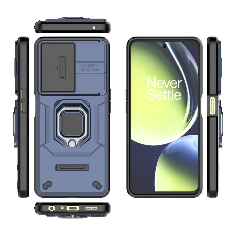 For OnePlus Nord CE 3 Lite 5G Sliding Camshield TPU + PC Shockproof Phone Case with Holder(Blue) - OnePlus Cases by PMC TechLife | Online Shopping South Africa | PMC TechLife | Buy Now Pay Later Mobicred