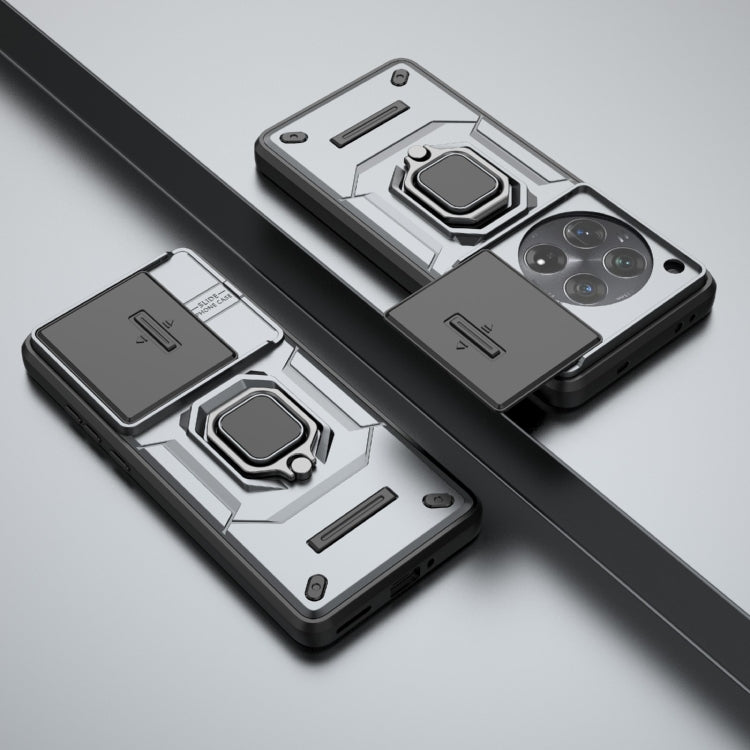 For OnePlus 12 5G Sliding Camshield TPU + PC Shockproof Phone Case with Holder(Grey) - OnePlus Cases by PMC TechLife | Online Shopping South Africa | PMC TechLife