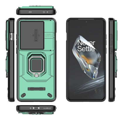 For OnePlus 12 5G Sliding Camshield TPU + PC Shockproof Phone Case with Holder(Green) - OnePlus Cases by PMC Jewellery | Online Shopping South Africa | PMC Jewellery