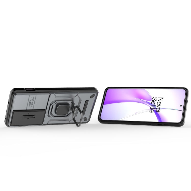 For OnePlus ACE 3V Sliding Camshield TPU + PC Shockproof Phone Case with Holder(Grey) - OnePlus Cases by PMC TechLife | Online Shopping South Africa | PMC TechLife | Buy Now Pay Later Mobicred