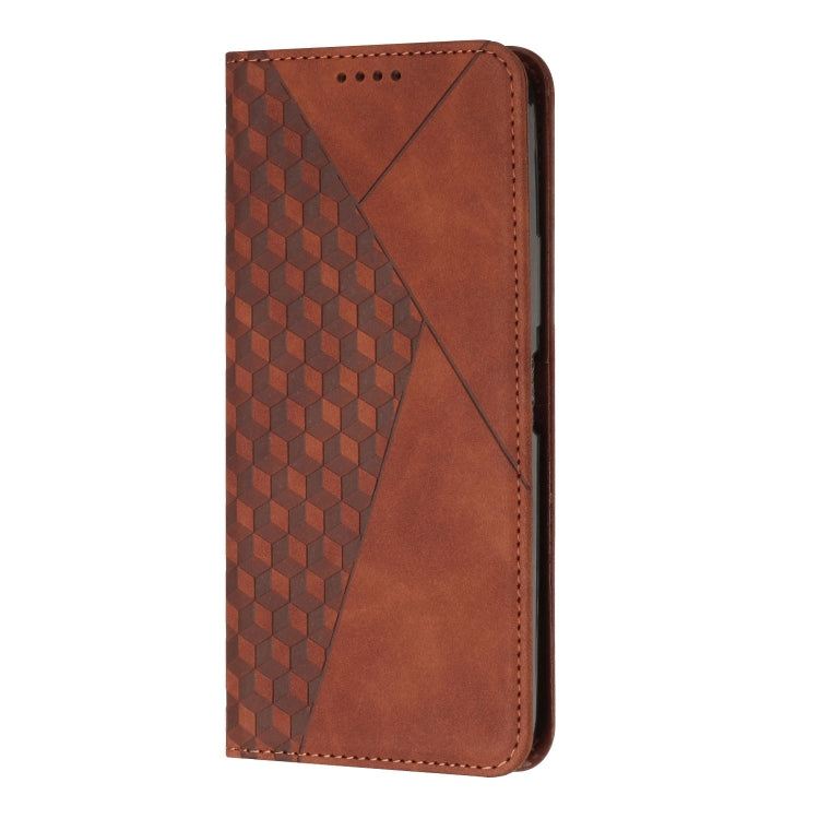 For Motorola Edge 2024 Diamond Splicing Skin Feel Magnetic Leather Phone Case(Brown) - Motorola Cases by PMC Jewellery | Online Shopping South Africa | PMC Jewellery | Buy Now Pay Later Mobicred