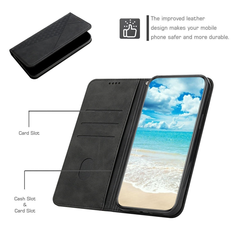 For Motorola Edge 2024 Diamond Splicing Skin Feel Magnetic Leather Phone Case(Black) - Motorola Cases by PMC Jewellery | Online Shopping South Africa | PMC Jewellery | Buy Now Pay Later Mobicred