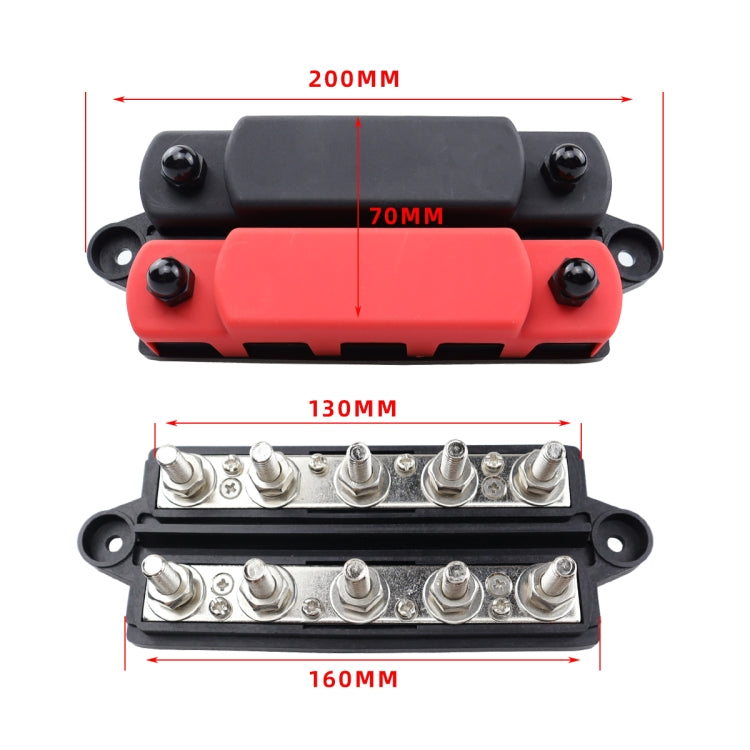 CP-4135 RV / Yacht M10 5-stud Double Row Busbar(Red Black) - Fuse by PMC TechLife | Online Shopping South Africa | PMC TechLife | Buy Now Pay Later Mobicred