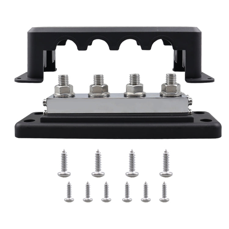 RV 600A High Current Busbar 4-way Straight M10 Wiring Studs(Black) - Fuse by PMC TechLife | Online Shopping South Africa | PMC TechLife | Buy Now Pay Later Mobicred