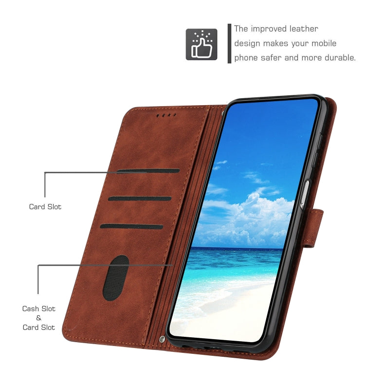 For Realme 11 4G Global Skin Feel Heart Pattern Leather Phone Case with Lanyard(Brown) - Realme Cases by PMC TechLife | Online Shopping South Africa | PMC TechLife | Buy Now Pay Later Mobicred