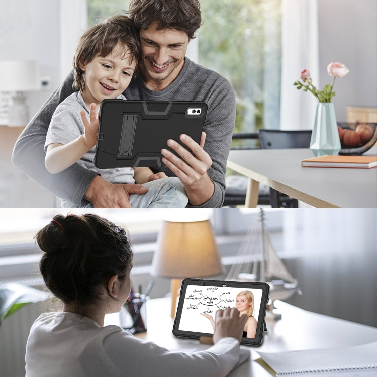 For Lenovo Tab M10 5G 10.6 inch Contrast Color Silicone PC Tablete Case with Holder(Black) - Lenovo by PMC TechLife | Online Shopping South Africa | PMC TechLife | Buy Now Pay Later Mobicred