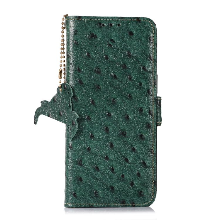 For Huawei Mate 60 Ostrich Pattern Genuine Leather RFID Phone Case(Green) - Huawei Cases by PMC TechLife | Online Shopping South Africa | PMC TechLife | Buy Now Pay Later Mobicred