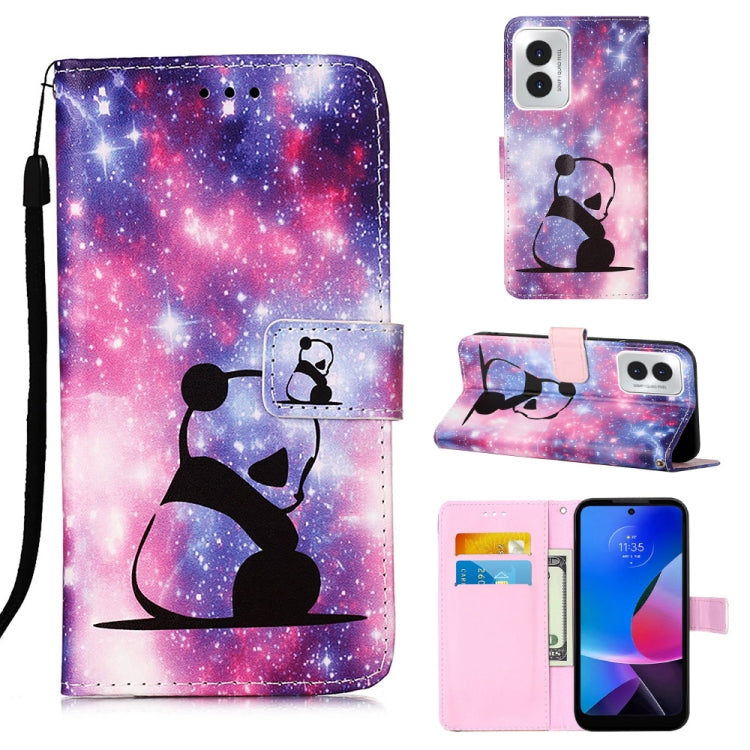 For Motorola Moto G Play 4G 2024 Colored Drawing Pattern Plain Weave Leather Phone Case(Baby Panda) - Motorola Cases by PMC Jewellery | Online Shopping South Africa | PMC Jewellery | Buy Now Pay Later Mobicred