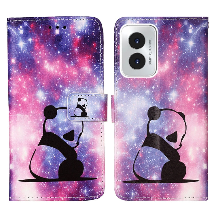 For Motorola Moto G Play 4G 2024 Colored Drawing Pattern Plain Weave Leather Phone Case(Baby Panda) - Motorola Cases by PMC Jewellery | Online Shopping South Africa | PMC Jewellery | Buy Now Pay Later Mobicred