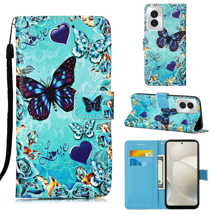 For Motorola Moto G Power 5G 2024 Colored Drawing Pattern Plain Weave Leather Phone Case(Caring Butterfly) - Motorola Cases by PMC Jewellery | Online Shopping South Africa | PMC Jewellery | Buy Now Pay Later Mobicred