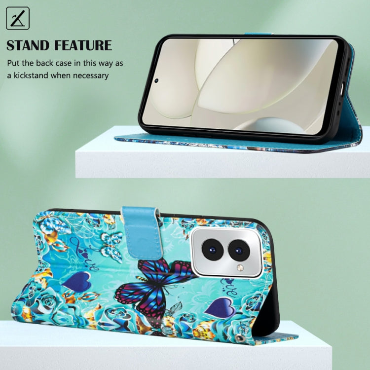 For Motorola Moto G Power 5G 2024 Colored Drawing Pattern Plain Weave Leather Phone Case(Caring Butterfly) - Motorola Cases by PMC Jewellery | Online Shopping South Africa | PMC Jewellery | Buy Now Pay Later Mobicred