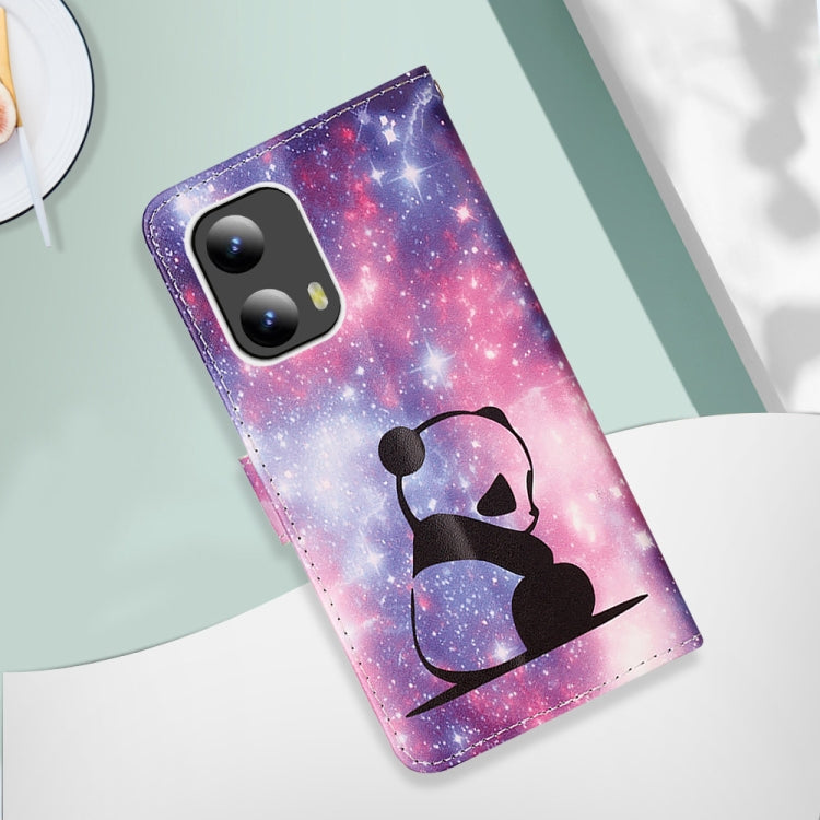 For Motorola Moto G Play 5G 2024 Colored Drawing Pattern Plain Weave Leather Phone Case(Baby Panda) - Motorola Cases by PMC Jewellery | Online Shopping South Africa | PMC Jewellery | Buy Now Pay Later Mobicred