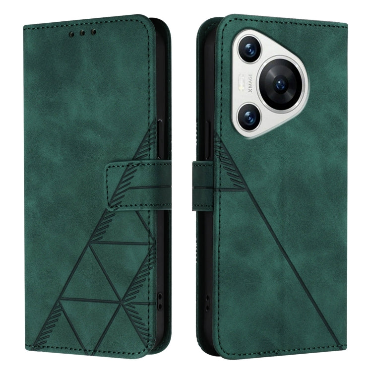 For Huawei Pura 70 Crossbody 3D Embossed Flip Leather Phone Case(Dark Green) - Huawei Cases by PMC Jewellery | Online Shopping South Africa | PMC Jewellery | Buy Now Pay Later Mobicred