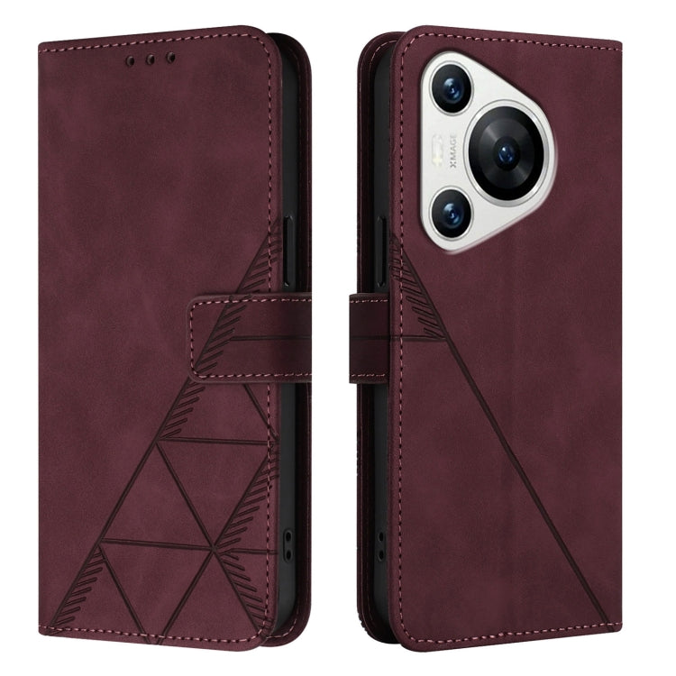 For Huawei Pura 70 Crossbody 3D Embossed Flip Leather Phone Case(Wine Red) - Huawei Cases by PMC Jewellery | Online Shopping South Africa | PMC Jewellery | Buy Now Pay Later Mobicred