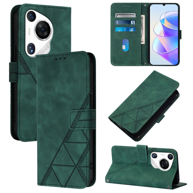 For Huawei Pura 70 Pro Crossbody 3D Embossed Flip Leather Phone Case(Dark Green) - Huawei Cases by PMC Jewellery | Online Shopping South Africa | PMC Jewellery | Buy Now Pay Later Mobicred