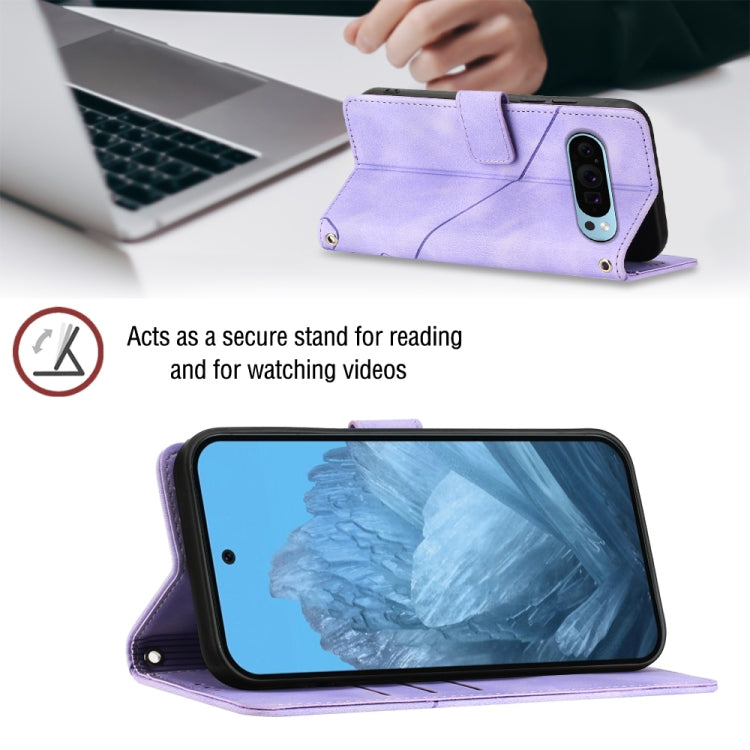 For Google Pixel 9 / 9 Pro Skin-feel Embossed Leather Phone Case(Light Purple) - Google Cases by PMC TechLife | Online Shopping South Africa | PMC TechLife | Buy Now Pay Later Mobicred
