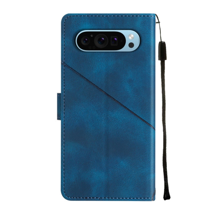 For Google Pixel 9 / 9 Pro Skin-feel Embossed Leather Phone Case(Blue) - Google Cases by PMC TechLife | Online Shopping South Africa | PMC TechLife | Buy Now Pay Later Mobicred