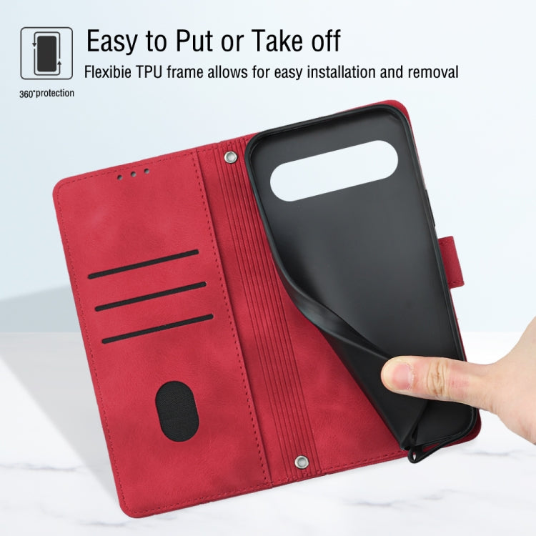 For Google Pixel 9 / 9 Pro Skin-feel Embossed Leather Phone Case(Red) - Google Cases by PMC TechLife | Online Shopping South Africa | PMC TechLife | Buy Now Pay Later Mobicred