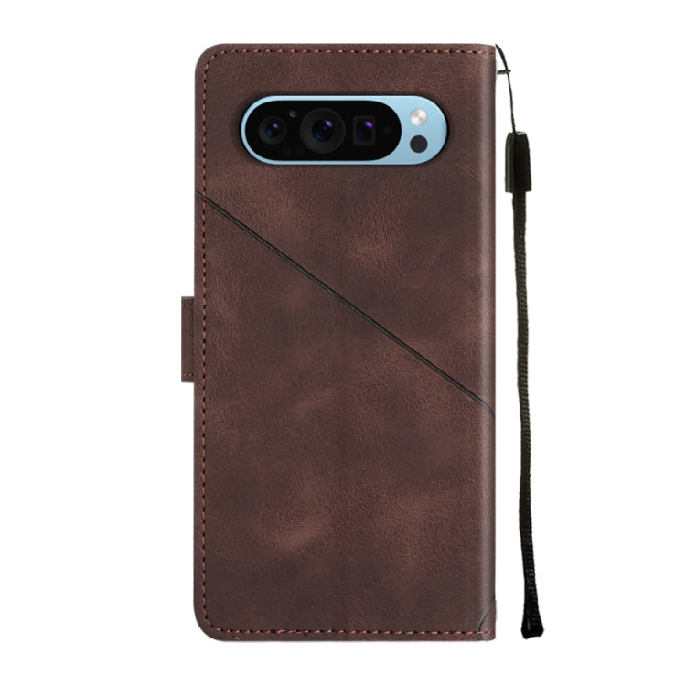 For Google Pixel 9 / 9 Pro Skin-feel Embossed Leather Phone Case(Brown) - Google Cases by PMC Jewellery | Online Shopping South Africa | PMC Jewellery | Buy Now Pay Later Mobicred