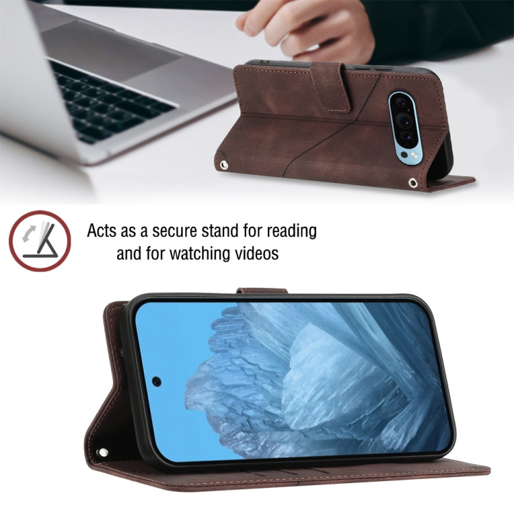 For Google Pixel 9 / 9 Pro Skin-feel Embossed Leather Phone Case(Brown) - free shipping - PMC TechLife - Order now!