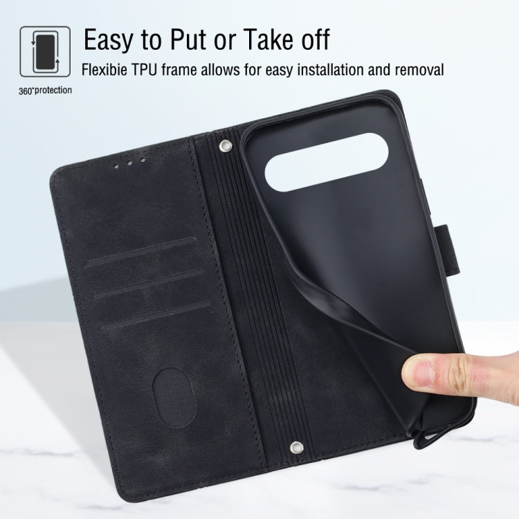 For Google Pixel 9 / 9 Pro Skin-feel Embossed Leather Phone Case(Black) - Google Cases by PMC TechLife | Online Shopping South Africa | PMC TechLife | Buy Now Pay Later Mobicred