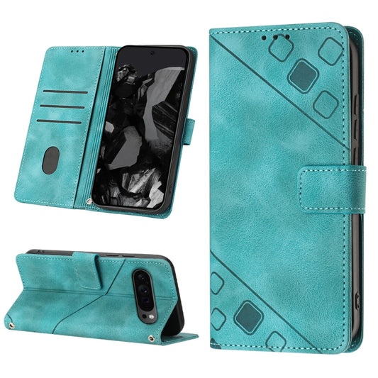 For Google Pixel 9 Pro XL Skin-feel Embossed Leather Phone Case(Green) - Google Cases by PMC Jewellery | Online Shopping South Africa | PMC Jewellery | Buy Now Pay Later Mobicred