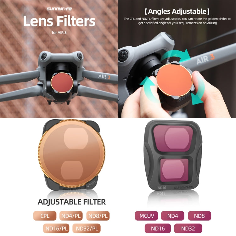 For DJI Air 3 Sunnylife Camera Lens Filter, Filter:MRC UV - free shipping - PMC TechLife - Order now!