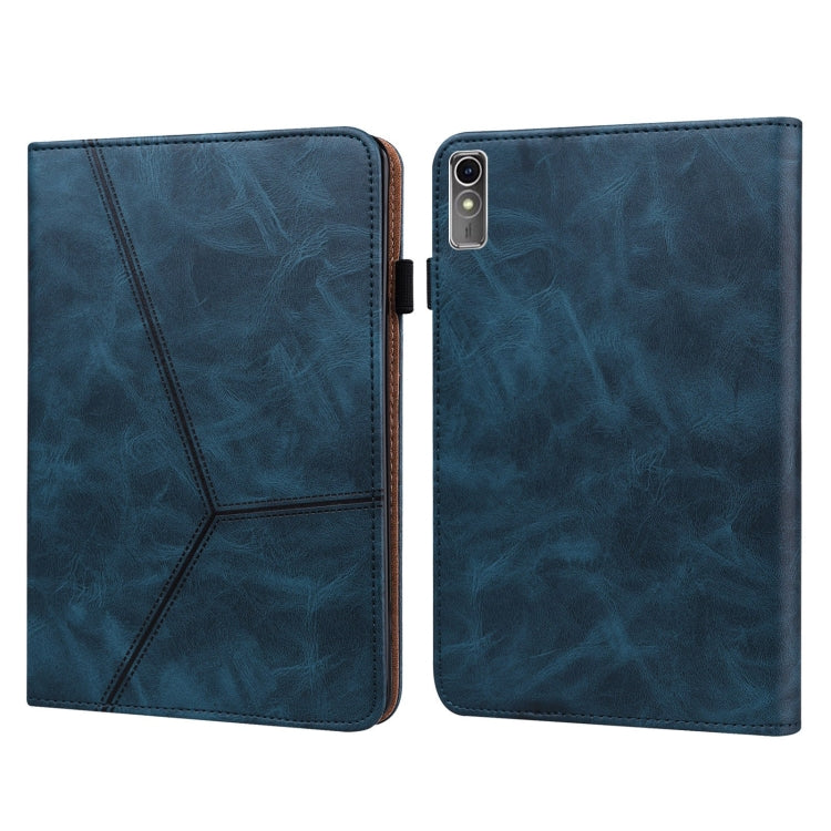 For Lenovo Xiaoxin Pad Pro 12.7 Solid Color Stripe Embossed Leather Tablet Case(Blue) - Lenovo by PMC TechLife | Online Shopping South Africa | PMC TechLife | Buy Now Pay Later Mobicred