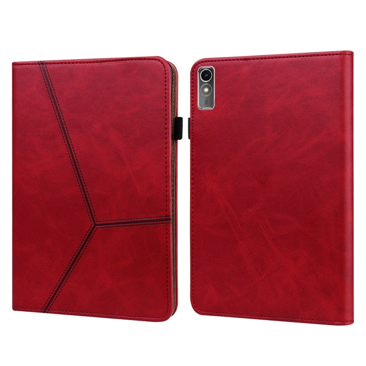 For Lenovo Xiaoxin Pad Pro 12.7 Solid Color Stripe Embossed Leather Tablet Case(Red) - Lenovo by PMC TechLife | Online Shopping South Africa | PMC TechLife | Buy Now Pay Later Mobicred