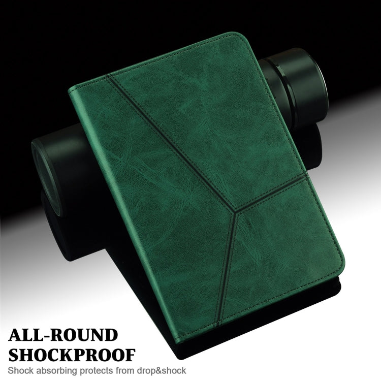 For Lenovo Xiaoxin Pad Pro 12.7 Solid Color Stripe Embossed Leather Tablet Case(Green) - Lenovo by PMC TechLife | Online Shopping South Africa | PMC TechLife | Buy Now Pay Later Mobicred