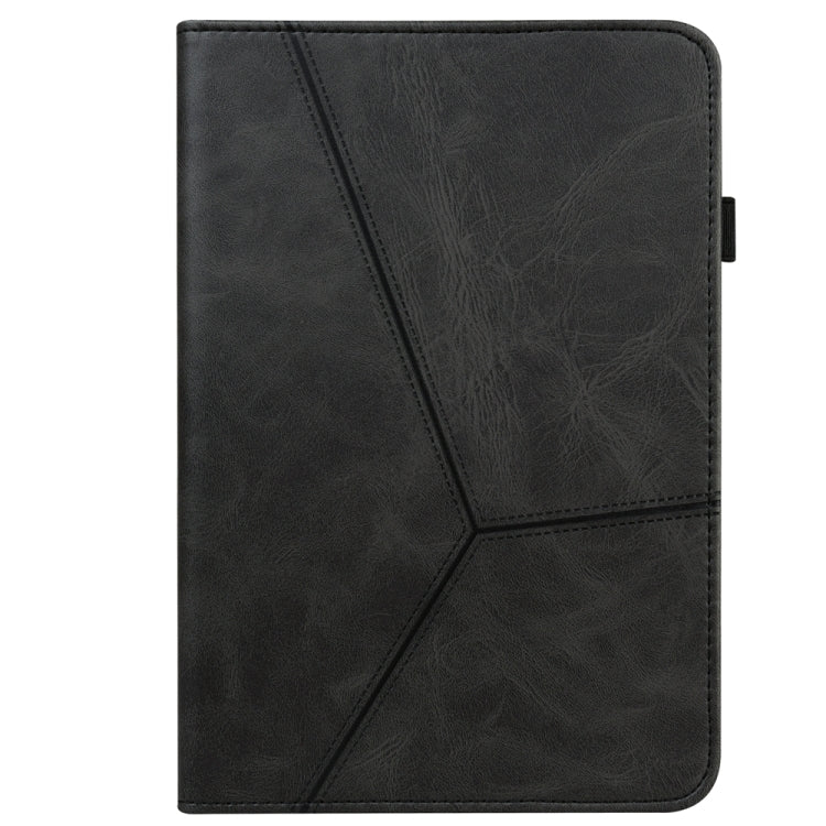 For Samsung Galaxy Tab S7+/S8+/S9+/S9 FE+ Solid Color Stripe Embossed Leather Tablet Case(Black) - Galaxy Tab S9 FE+ by PMC Jewellery | Online Shopping South Africa | PMC Jewellery