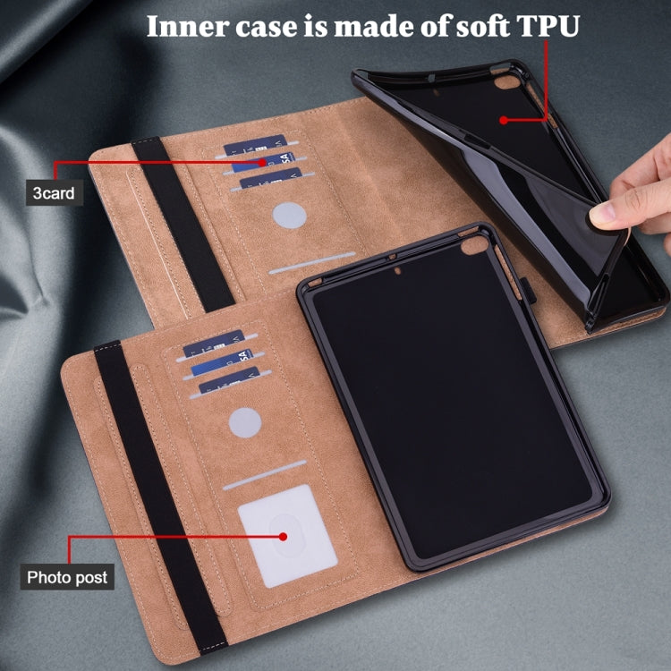 For Samsung Galaxy Tab S7+/S8+/S9+/S9 FE+ Solid Color Stripe Embossed Leather Tablet Case(Black) - Galaxy Tab S9 FE+ by PMC TechLife | Online Shopping South Africa | PMC TechLife
