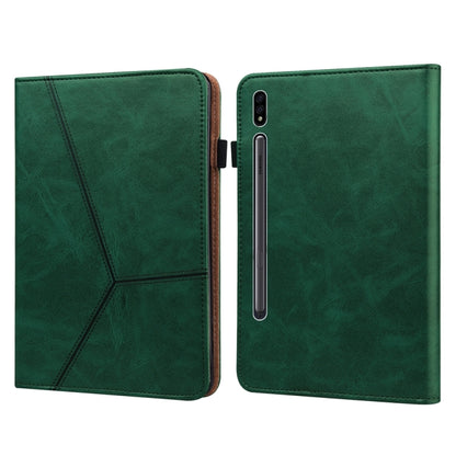 For Samsung Galaxy Tab S9+ / S9 FE+ Solid Color Stripe Embossed Leather Tablet Case(Green) - Galaxy Tab S9 FE+ by PMC Jewellery | Online Shopping South Africa | PMC Jewellery | Buy Now Pay Later Mobicred