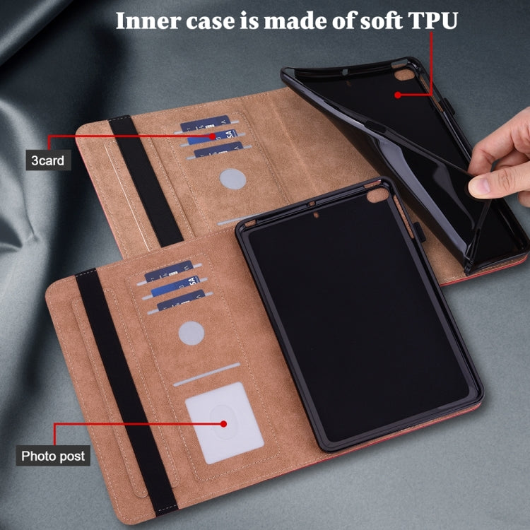 For Samsung Galaxy Tab S9 / S9 FE Solid Color Stripe Embossed Leather Tablet Case(Red) - free shipping - PMC Jewellery - Order now!
