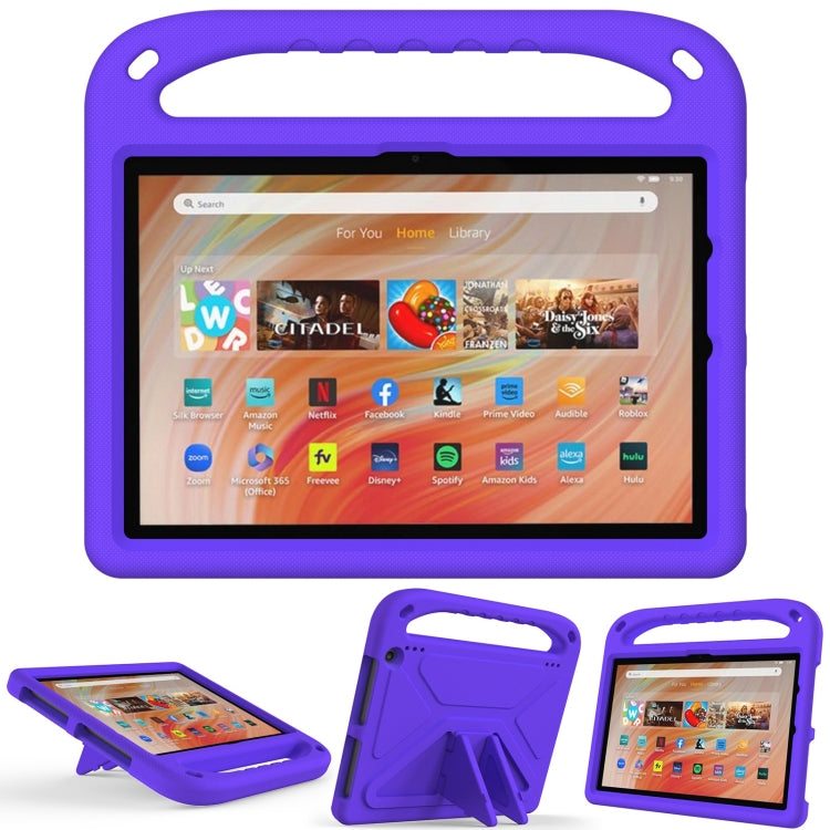 For Amazon Kindle Fire HD 10 2023 Handle EVA Shockproof Tablet Case with Holder(Purple) - Amazon by PMC TechLife | Online Shopping South Africa | PMC TechLife | Buy Now Pay Later Mobicred