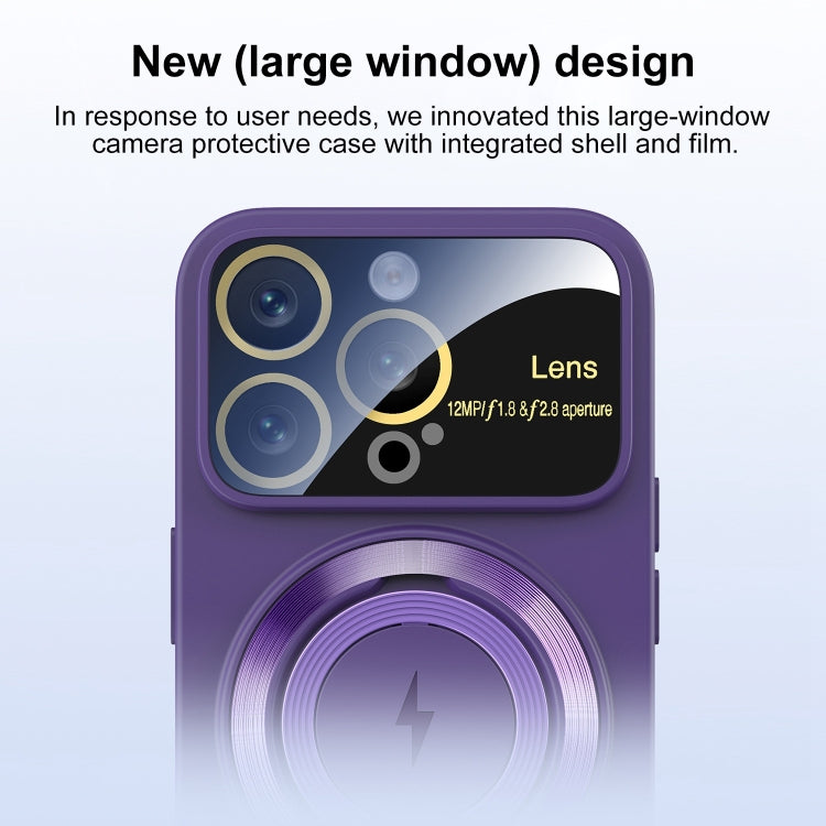 For iPhone 12 Large Window MagSafe Magnetic Holder Phone Case(Klein Blue) - iPhone 12 / 12 Pro Cases by PMC TechLife | Online Shopping South Africa | PMC TechLife