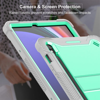 For Samsung Galaxy Tab S9 Shockproof Silicone Hybrid PC Tablet Case with Holder(Mint Green + Grey) - Galaxy Tab S9 Cases by PMC Jewellery | Online Shopping South Africa | PMC Jewellery | Buy Now Pay Later Mobicred