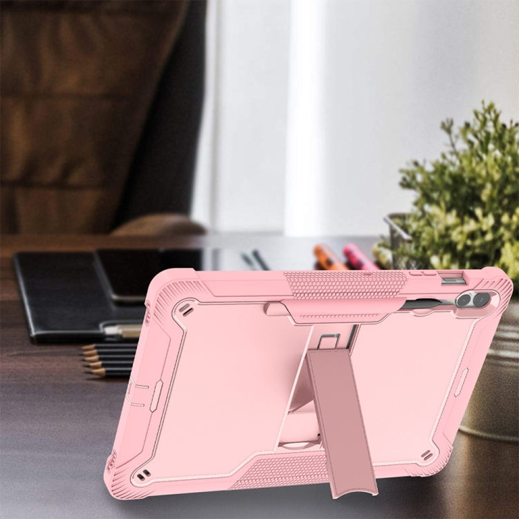 For Samsung Galaxy Tab S9+ Shockproof Silicone Hybrid PC Tablet Case with Holder(Rose Gold) - Galaxy Tab S9+ Cases by PMC Jewellery | Online Shopping South Africa | PMC Jewellery | Buy Now Pay Later Mobicred