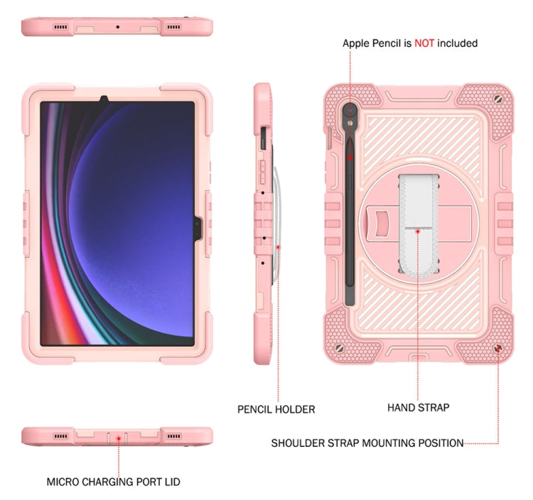 For Samsung Galaxy Tab S9 360 Degree Rotation PC Contrast Silicone Tablet Case(Rose Gold) - Galaxy Tab S9 Cases by PMC Jewellery | Online Shopping South Africa | PMC Jewellery | Buy Now Pay Later Mobicred