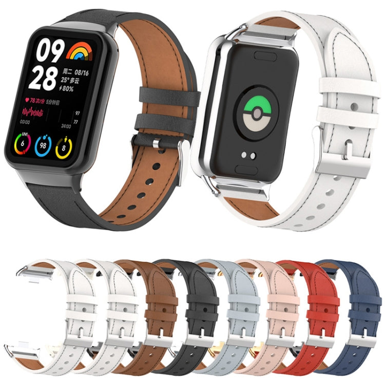 For Xiaomi Smart Band 9 Pro / 8 Pro 18mm Microfiber Sewing Leather Watch Band(White+Silver) - Watch Bands by PMc TechLife | Online Shopping South Africa | PMc TechLife | Buy Now Pay Later Mobicred