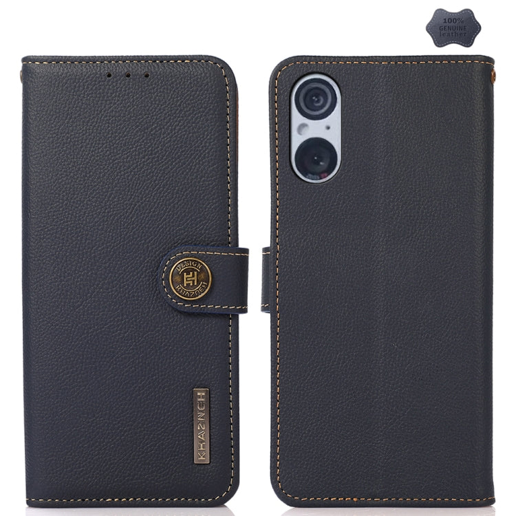 For Sony Xperia 5 V KHAZNEH Custer Genuine Leather RFID Phone Case(Blue) - free shipping - PMC TechLife - Order now!