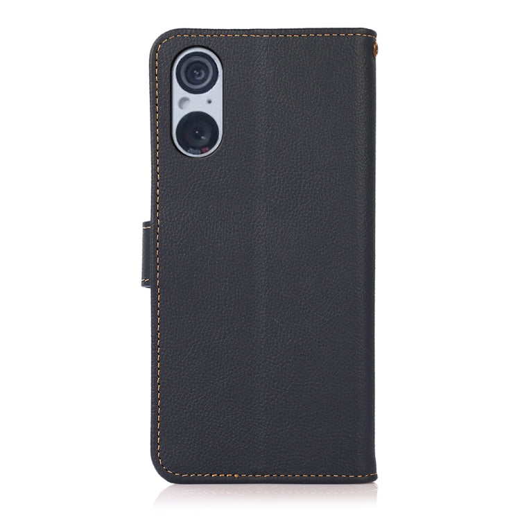 For Sony Xperia 5 V KHAZNEH Custer Genuine Leather RFID Phone Case(Blue) - free shipping - PMC TechLife - Order now!