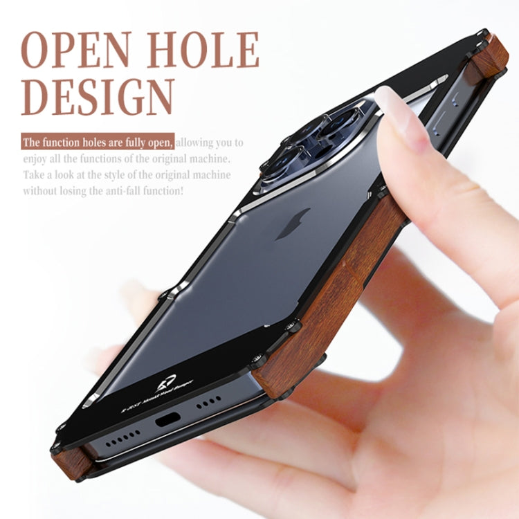 For iPhone 15 Pro R-JUST Ironwood Generation Metal Hybrid Wood Phone Case - iPhone 15 Pro Cases by R-JUST | Online Shopping South Africa | PMC TechLife | Buy Now Pay Later Mobicred