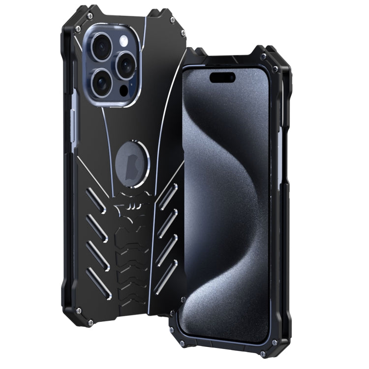 For iPhone 15 Pro Max R-JUST Batman Hollow Metal Phone Protective Case(Black) - iPhone 15 Pro Max Cases by R-JUST | Online Shopping South Africa | PMC TechLife | Buy Now Pay Later Mobicred