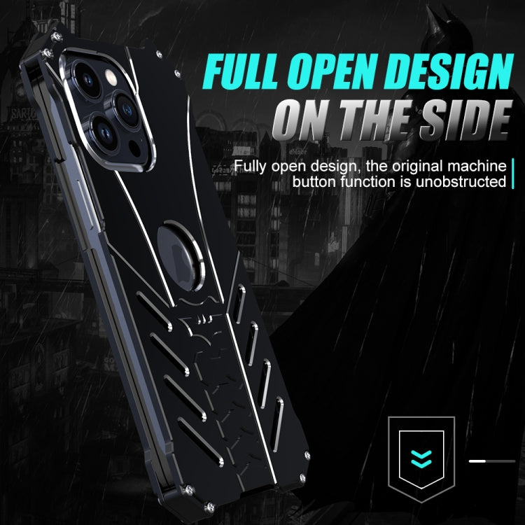 For iPhone 15 Pro Max R-JUST Batman Hollow Metal Phone Protective Case(Black) - iPhone 15 Pro Max Cases by R-JUST | Online Shopping South Africa | PMC TechLife | Buy Now Pay Later Mobicred