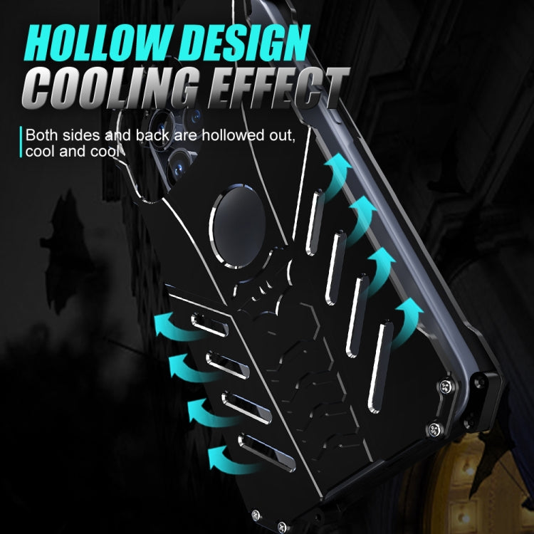 For iPhone 15 Pro Max R-JUST Batman Hollow Metal Phone Protective Case(Black) - iPhone 15 Pro Max Cases by R-JUST | Online Shopping South Africa | PMC TechLife | Buy Now Pay Later Mobicred