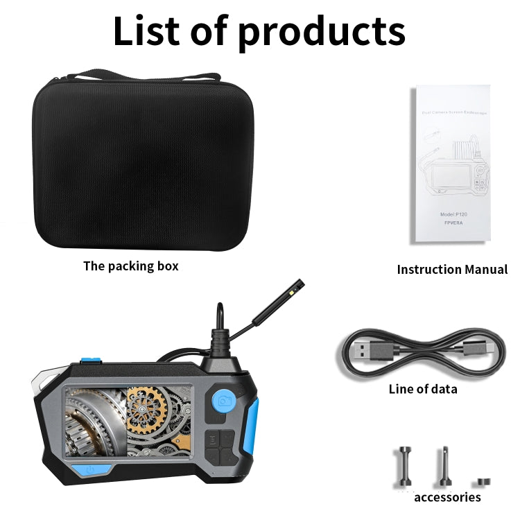 P120 Rotatable 8mm Dual Lenses Industrial Endoscope with Screen, 9mm Tail Pipe Diameter, Spec:2m Tube -  by PMC TechLife | Online Shopping South Africa | PMC TechLife | Buy Now Pay Later Mobicred