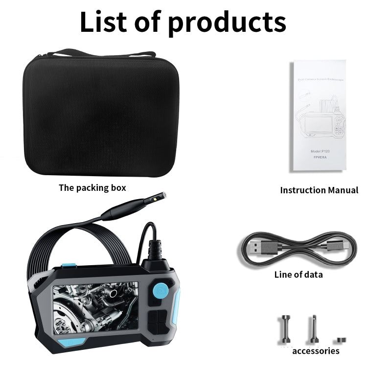 P120 Rotatable 8mm Dual Lenses Industrial Endoscope with Screen, 16mm Tail Pipe Diameter, Spec:5m Tube -  by PMC TechLife | Online Shopping South Africa | PMC TechLife | Buy Now Pay Later Mobicred